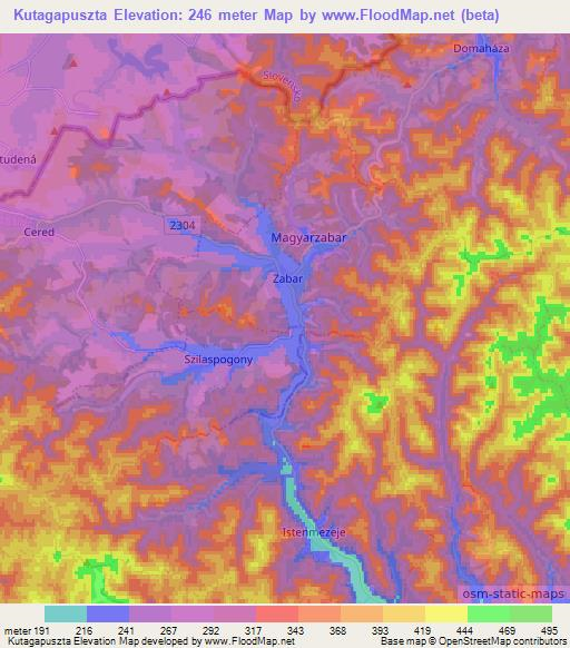 Kutagapuszta,Hungary Elevation Map