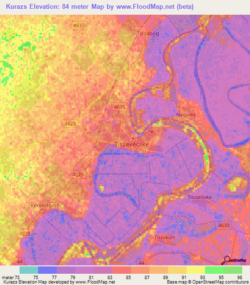Kurazs,Hungary Elevation Map
