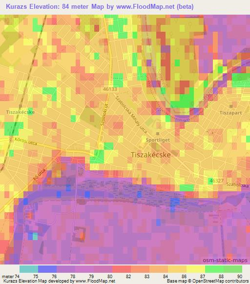 Kurazs,Hungary Elevation Map