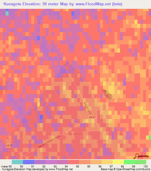 Kunagota,Hungary Elevation Map