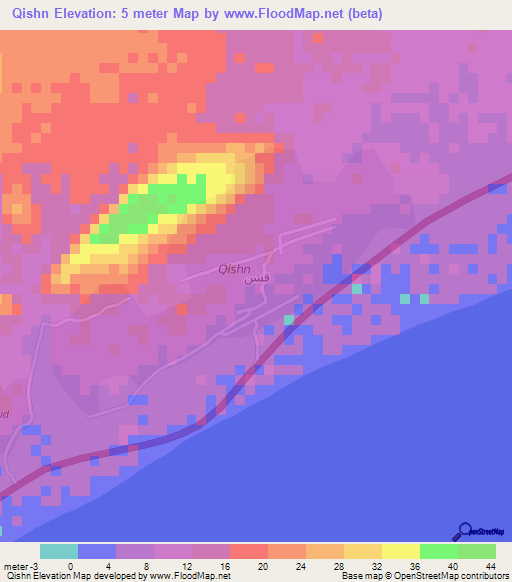 Qishn,Yemen Elevation Map