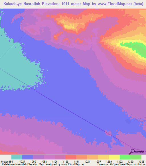 Kalateh-ye Nasrollah,Iran Elevation Map