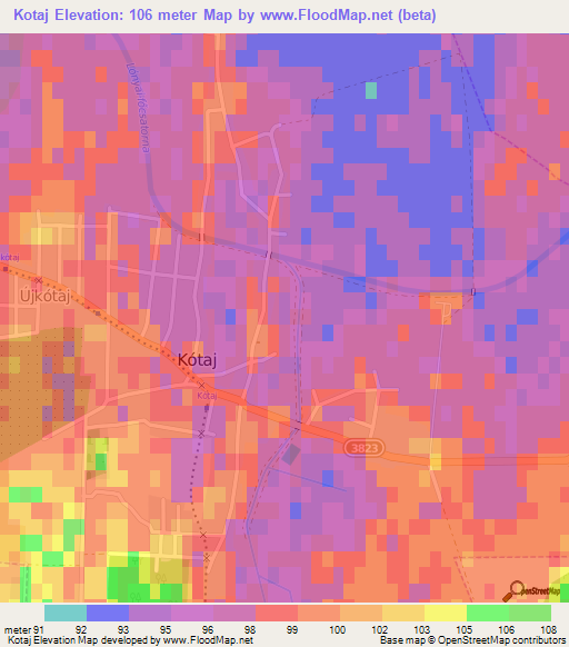 Kotaj,Hungary Elevation Map