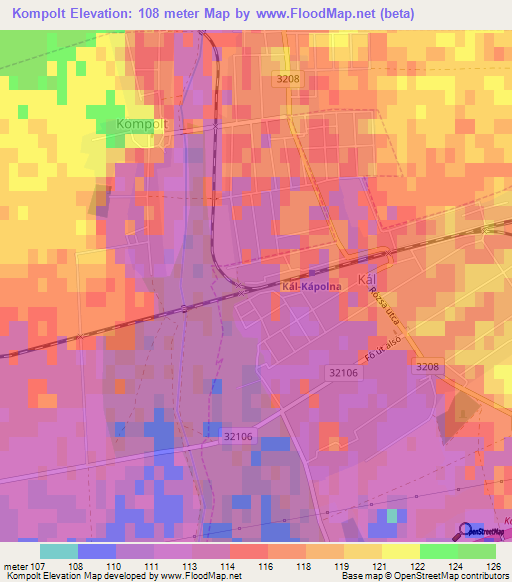 Kompolt,Hungary Elevation Map