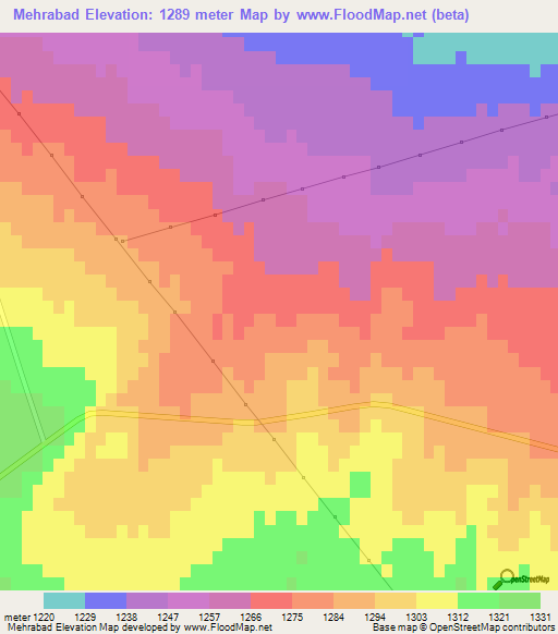 Mehrabad,Iran Elevation Map