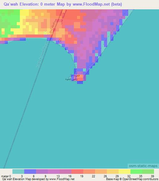 Qa`wah,Yemen Elevation Map