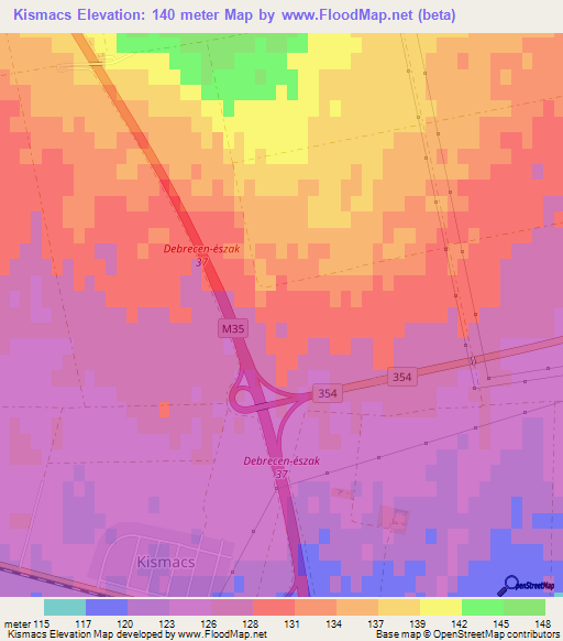 Kismacs,Hungary Elevation Map