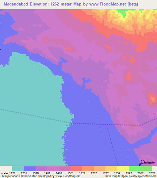 Maqsudabad,Iran Elevation Map