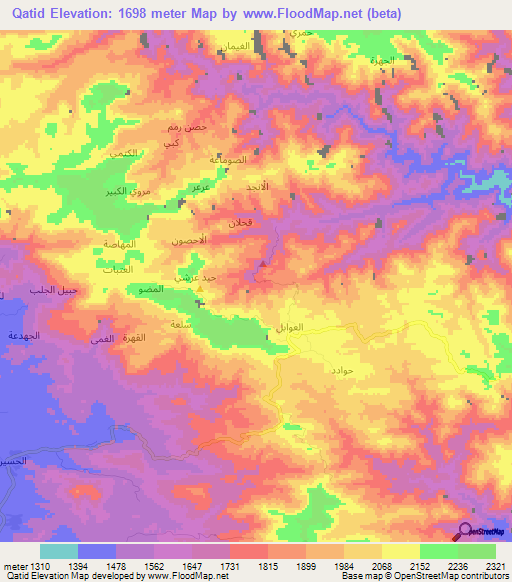 Qatid,Yemen Elevation Map