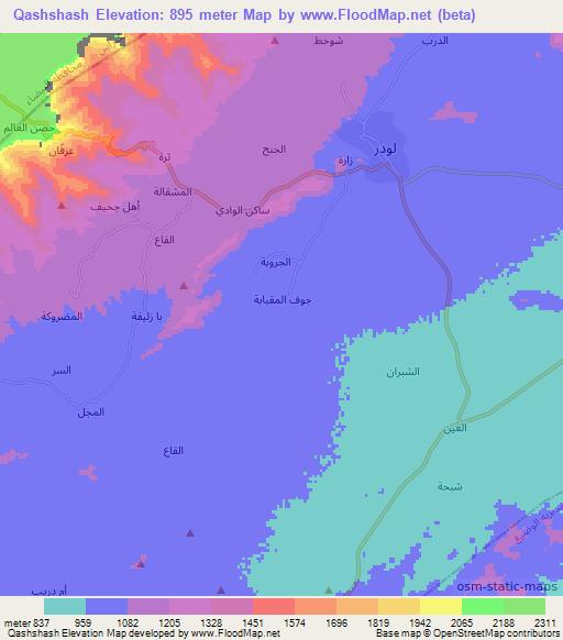 Qashshash,Yemen Elevation Map