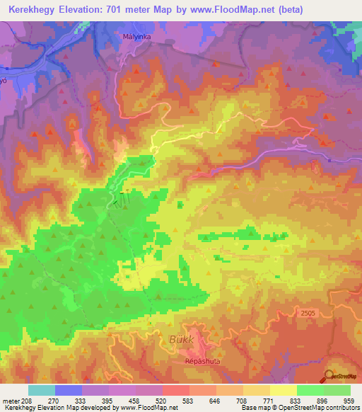 Kerekhegy,Hungary Elevation Map