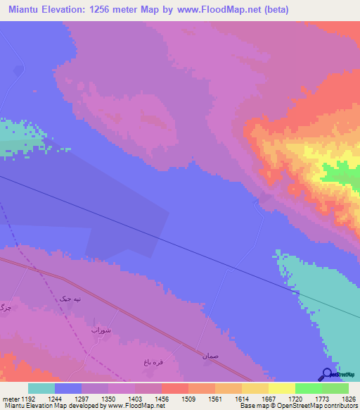 Miantu,Iran Elevation Map