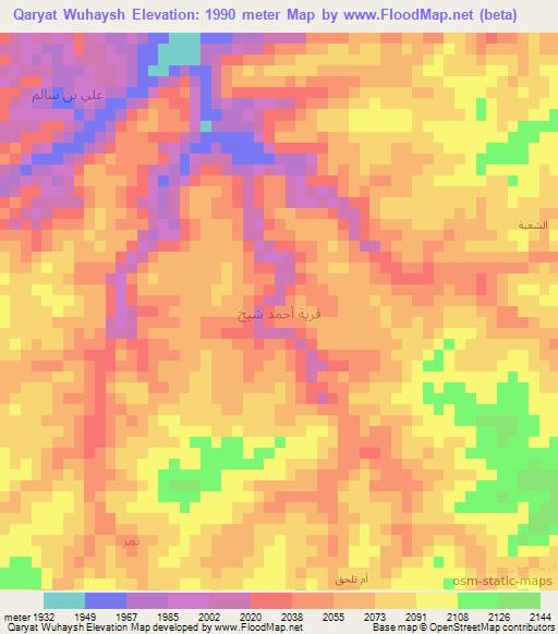 Qaryat Wuhaysh,Yemen Elevation Map