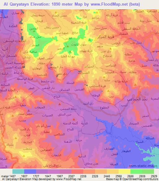 Al Qaryatayn,Yemen Elevation Map