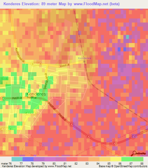 Kenderes,Hungary Elevation Map