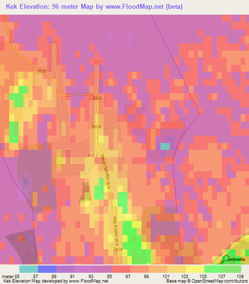 Kek,Hungary Elevation Map