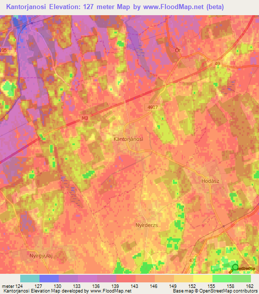 Kantorjanosi,Hungary Elevation Map