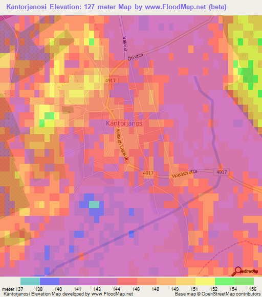 Kantorjanosi,Hungary Elevation Map
