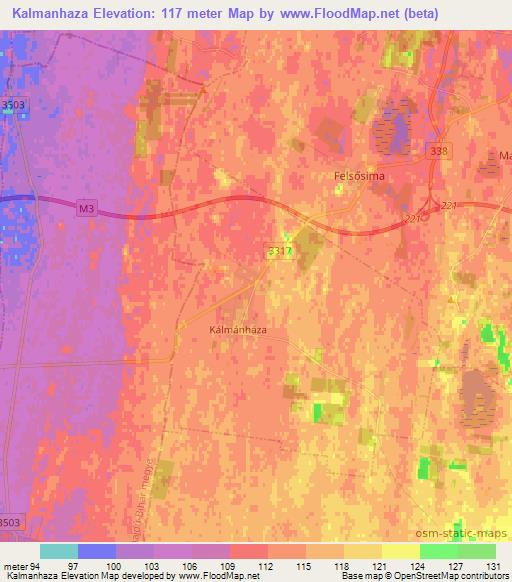 Kalmanhaza,Hungary Elevation Map