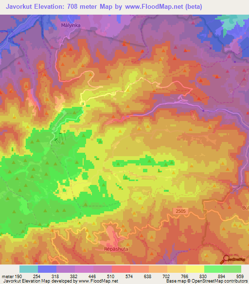Javorkut,Hungary Elevation Map
