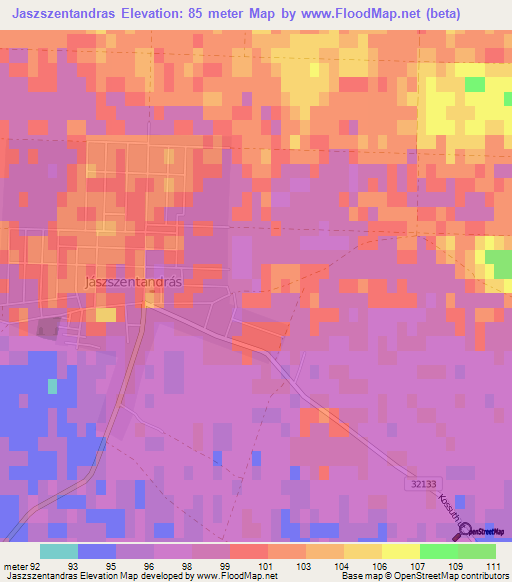 Jaszszentandras,Hungary Elevation Map