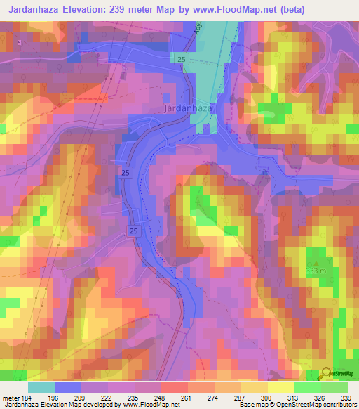 Jardanhaza,Hungary Elevation Map