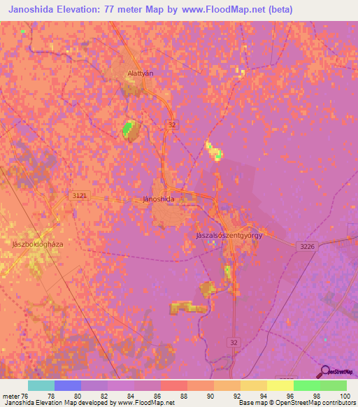 Janoshida,Hungary Elevation Map