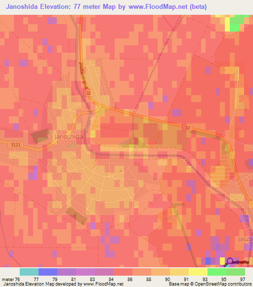 Janoshida,Hungary Elevation Map