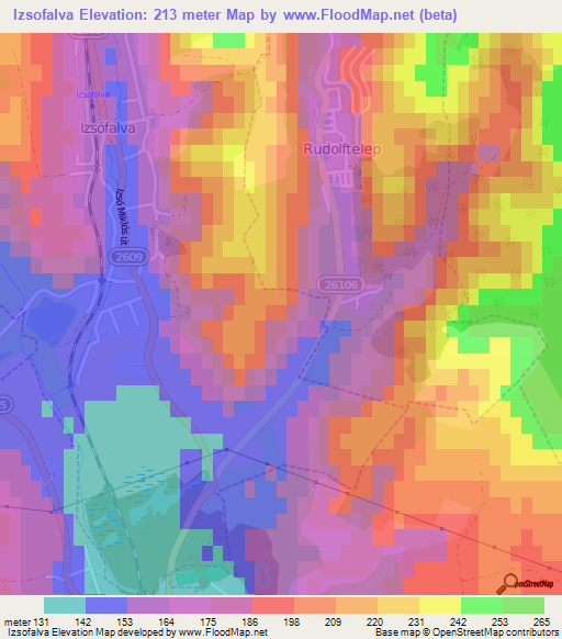 Izsofalva,Hungary Elevation Map