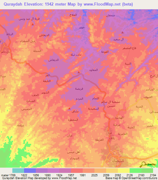 Quraydah,Yemen Elevation Map