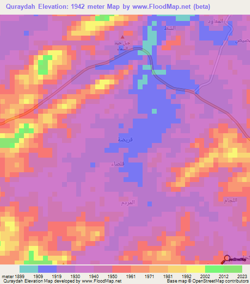 Quraydah,Yemen Elevation Map