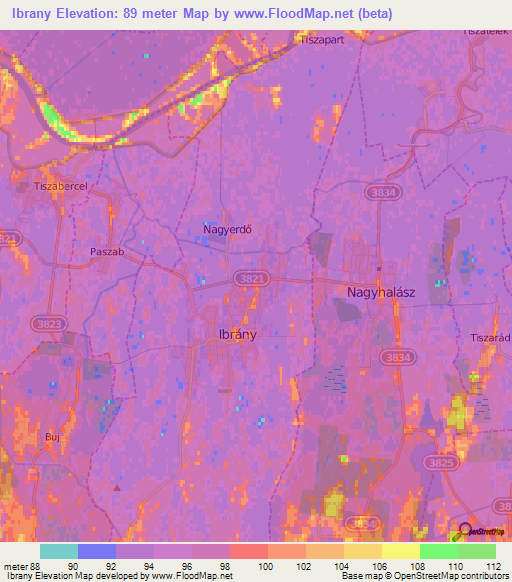 Ibrany,Hungary Elevation Map
