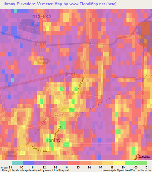 Ibrany,Hungary Elevation Map