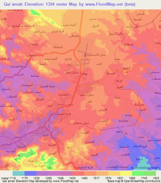 Qar`amah,Yemen Elevation Map