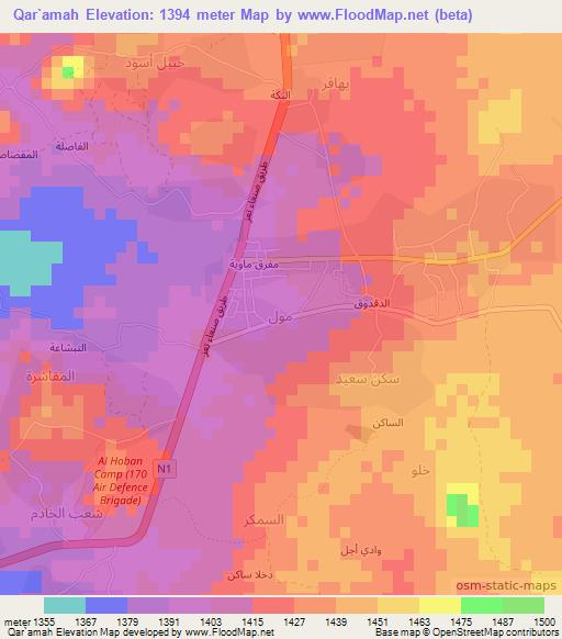 Qar`amah,Yemen Elevation Map