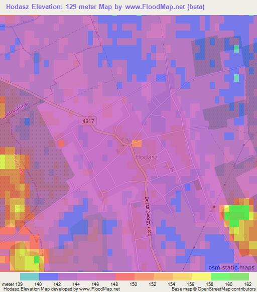 Hodasz,Hungary Elevation Map