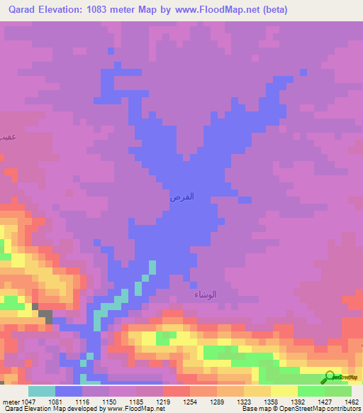 Qarad,Yemen Elevation Map