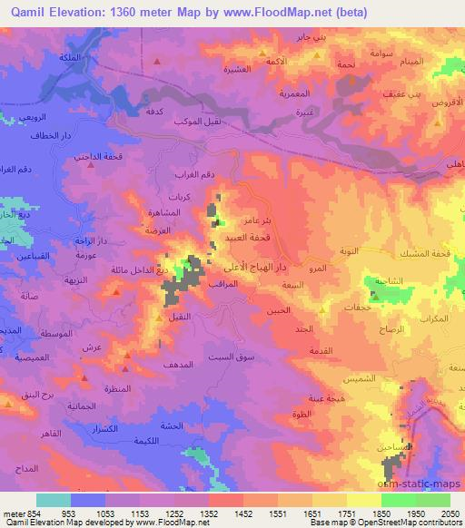 Qamil,Yemen Elevation Map