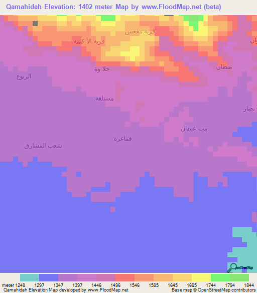 Qamahidah,Yemen Elevation Map
