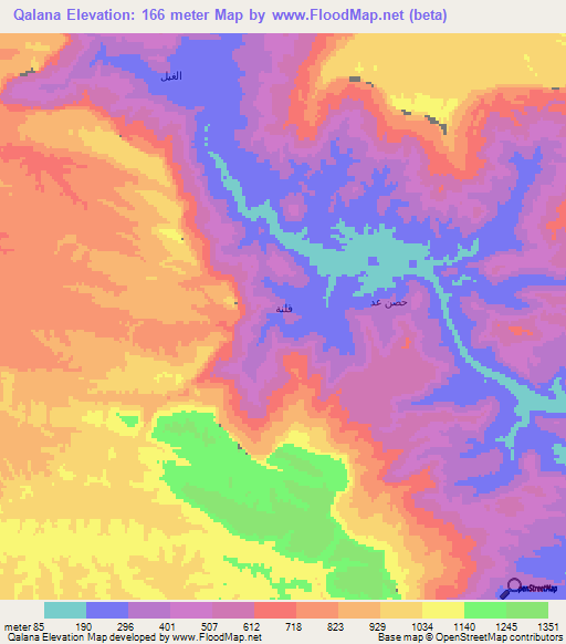 Qalana,Yemen Elevation Map