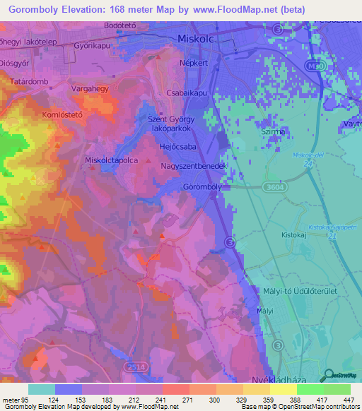 Goromboly,Hungary Elevation Map