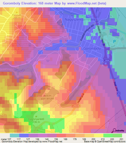 Goromboly,Hungary Elevation Map