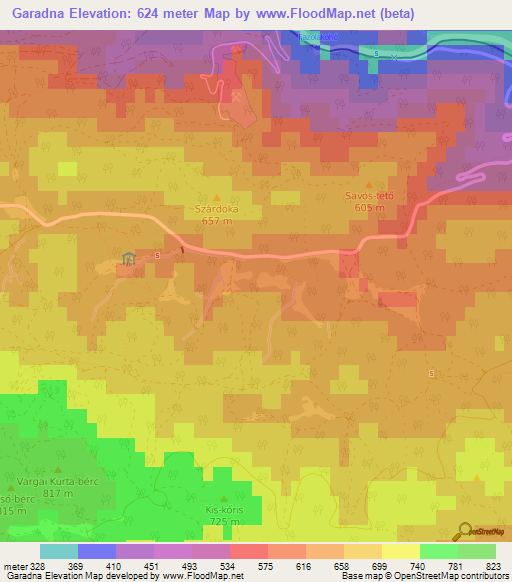 Garadna,Hungary Elevation Map