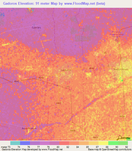 Gadoros,Hungary Elevation Map