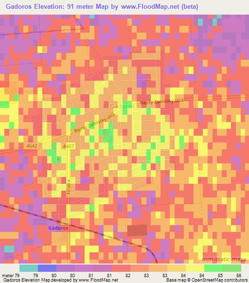 Gadoros,Hungary Elevation Map