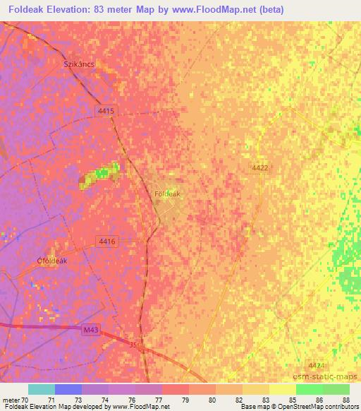 Foldeak,Hungary Elevation Map