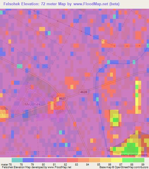 Felsohek,Hungary Elevation Map