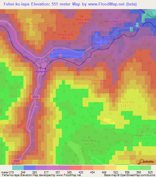 Feher-ko-lapa,Hungary Elevation Map