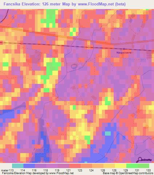 Fancsika,Hungary Elevation Map
