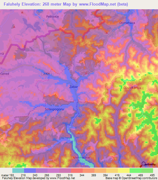 Faluhely,Hungary Elevation Map